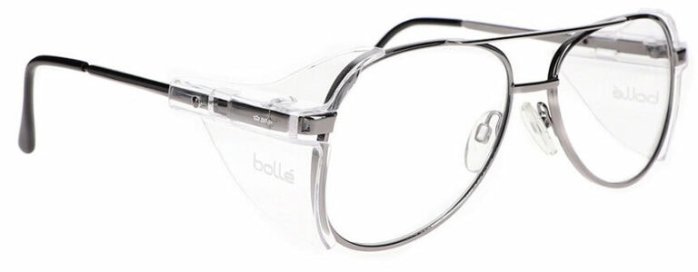 Bolle OMF164 Prescription Safety Glasses in a Metal frame with Clear Demo Lens. Angled Right