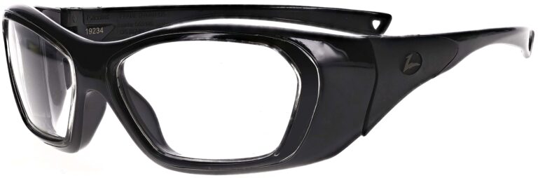 OG210S Prescription Safety Glasses in a Opaque Black Frame. Angled Left