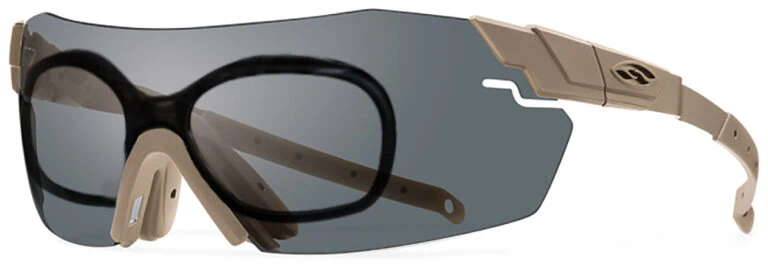 Smith Optics Pivlock Echo Max Eyeshield in Tan 499 Frame with Clear and Gray and Ignitor Lenses Side Left Angle with RX Insert