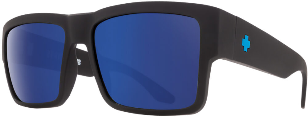 Spy Cyrus 5050 plastic prescription sunglasses in matte black ice with hd plus gray green with dark blue spectra mirror lens