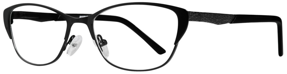 Affordable Designs Jenelle Eyeglasses, Black frame. Angled left