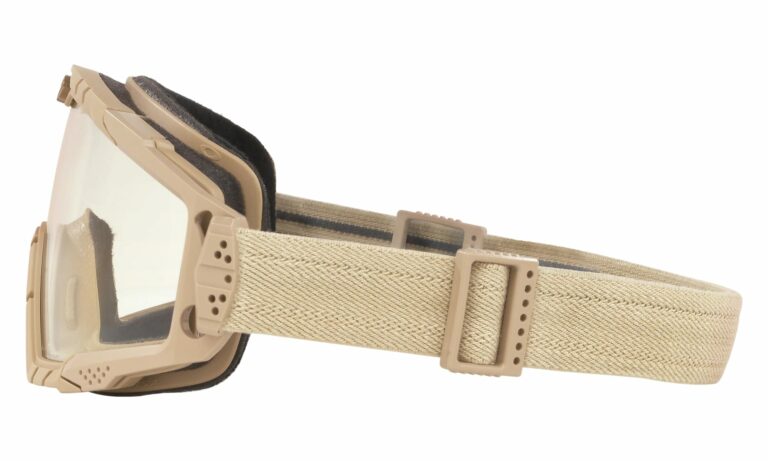 Standard Issue Ballistic Goggles 2.0 in Desert Tan with Clear Lenses Angled to the Left