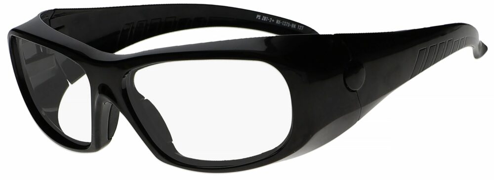 RX-1375 Prescription Safety Glasses in Black Frame, angled to the side left