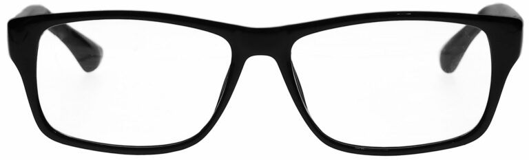 Apollo Real Glass Geek Frame in Black Frame with Clear Lens, Angled to the Front