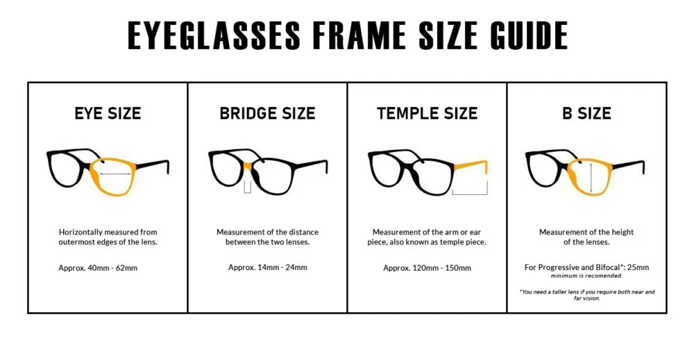 Eyeglass Frame Sizes Chart Eyeglasses Sizing Guide