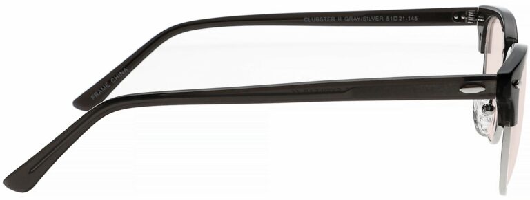 Real Glass Reading Glasses Clusbter Style, Wayfair Frame in Transparent Grey with Pink Lens, Angled to the Right