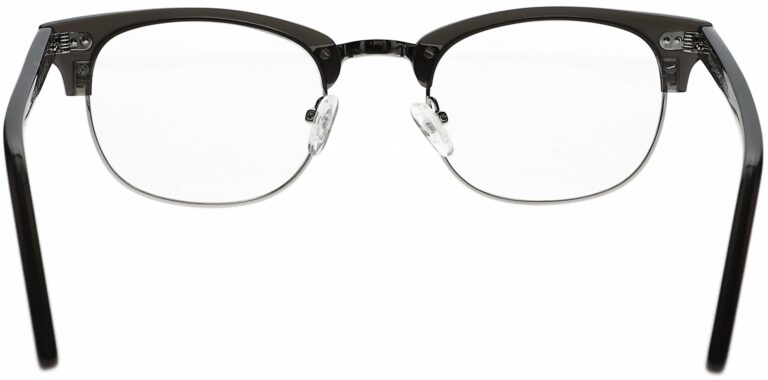 Real Glass Reading Glasses in Translucent Grey, Clubster Style Frame, Angled Rear