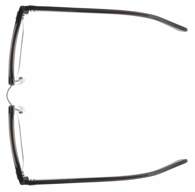 Real Glass Reading Glasses in Translucent Grey, Clubster Style Frame, Angled Top