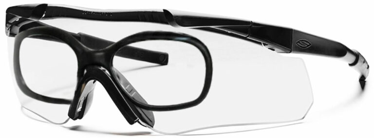 Smith Optics Aegis Arc Compact Eyeshield in Black Frame with Clear and Gray Lenses Side Left Angle with RX Insert