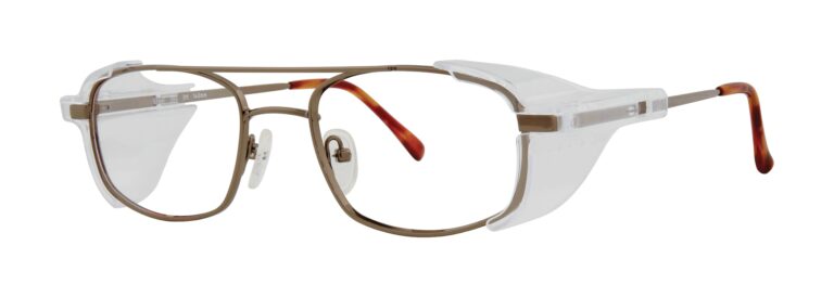 Pentax Steel 300 Safety Glasses, Shiny Brown frame with side shields. Angled left