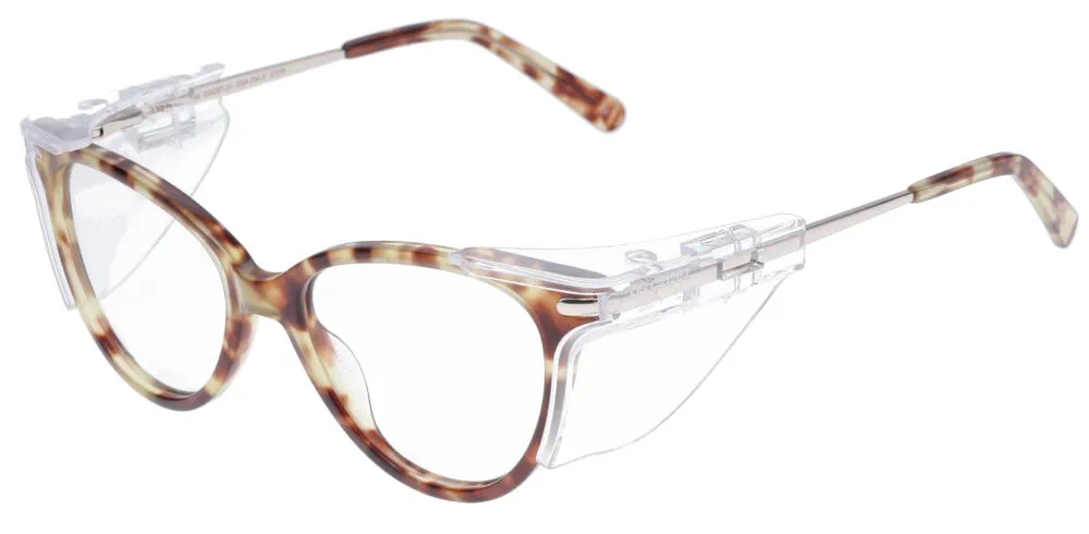 OnGuard C212 Prescription Safety Glasses, Tortoise and Gold Frame. Angled left