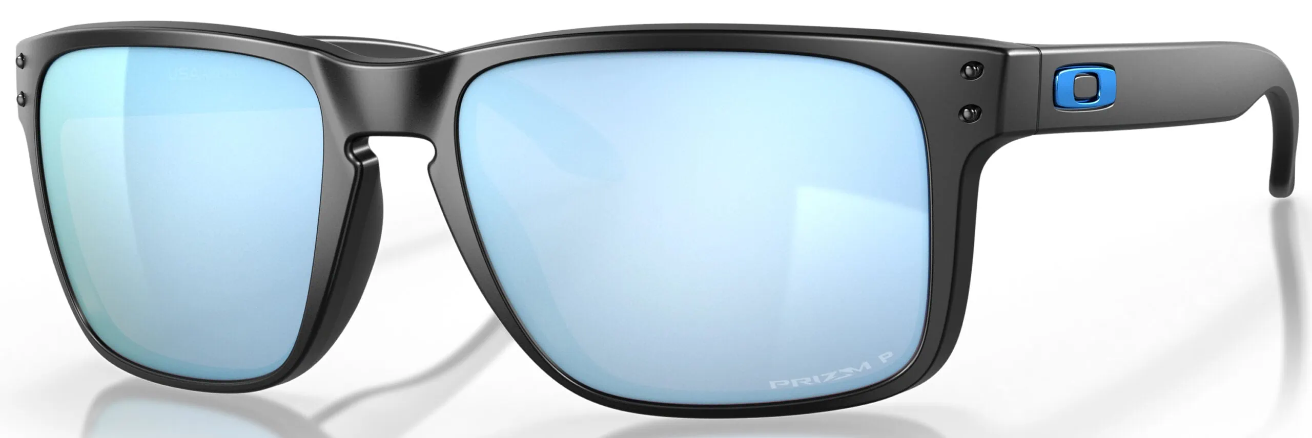 Oakley Rimless Sunglasses with Dark Gray/Blue Lenses and Silver Temples Oakley Neo Jacket Sunglasses - Satin Chrome / Prizm Sapphire  main image 3