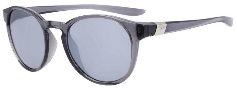 Nike City Elan Sunglasses. Dark Gray Frame with Silver Flash Lenses. Angle left