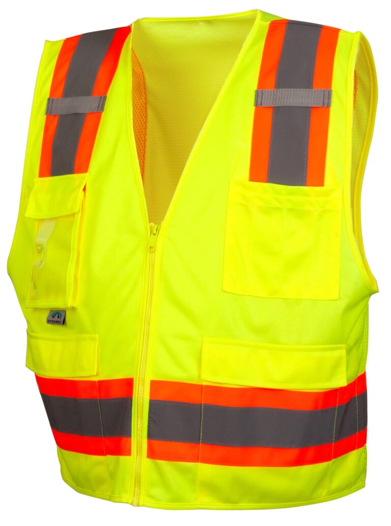 Pyramex-Workwear_Hi-Vis-Lime_RVZ24-Safety-Vest_PMX-RVZ2410CP_Front