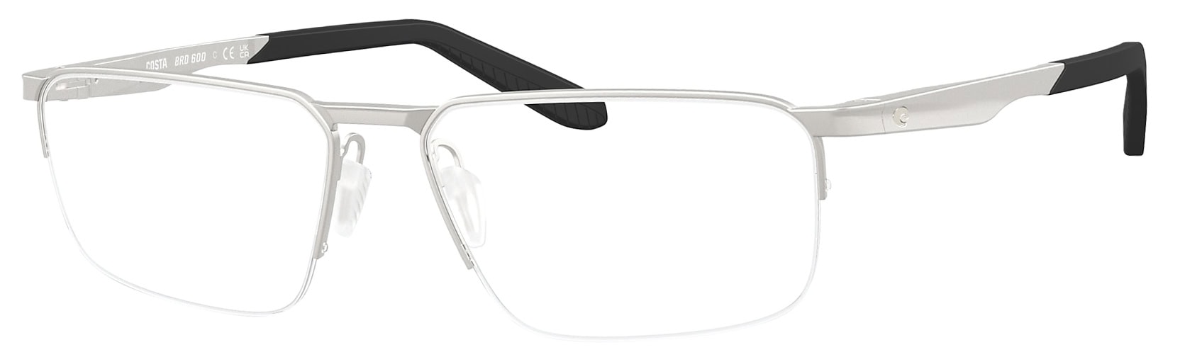 Costa Optical, Bimini Road 600, Satin Silver. Angle left.