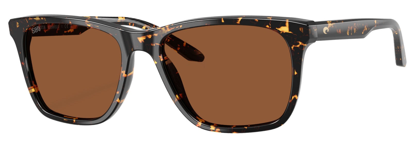 Costa Sun, Gravels, Tortoise, Copper Glass Lens. Angle-left.