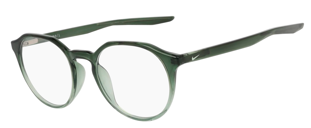 Nike 5077 Glasses, Vintage Green/Jade Horizon Gradient. Angle-left.