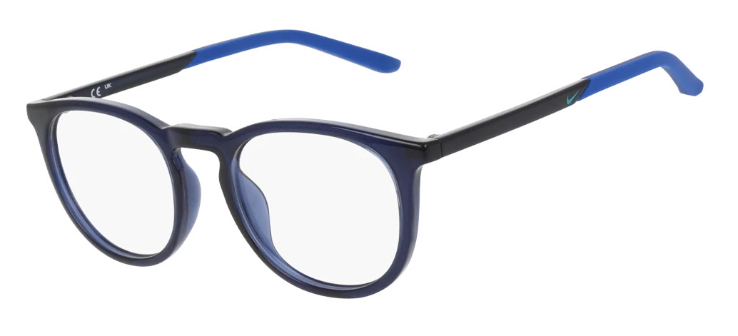 Nike 5078 Glasses, Midnight Navy. Angle-left.