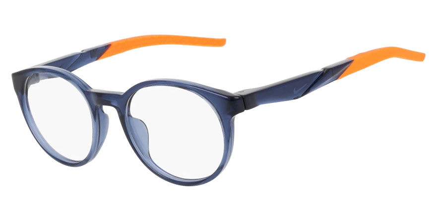 Nike 5107 Glasses, Midnight Navy. Angle-left.