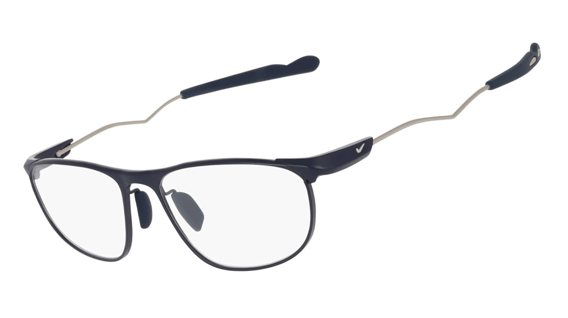 Nike 6096 Glasses, Matte Midnight Navy. Angle-left.