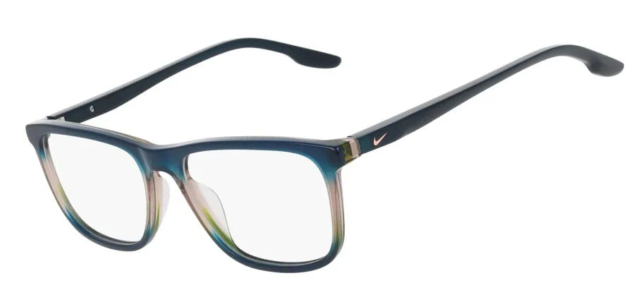 Nike 7185 Glasses, Teal/Mink Gradient. Angle-left.