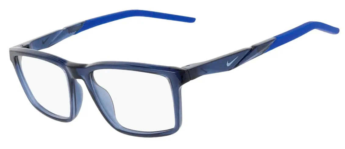 Nike 7295 Glasses, Midnight Navy. Angle-left.