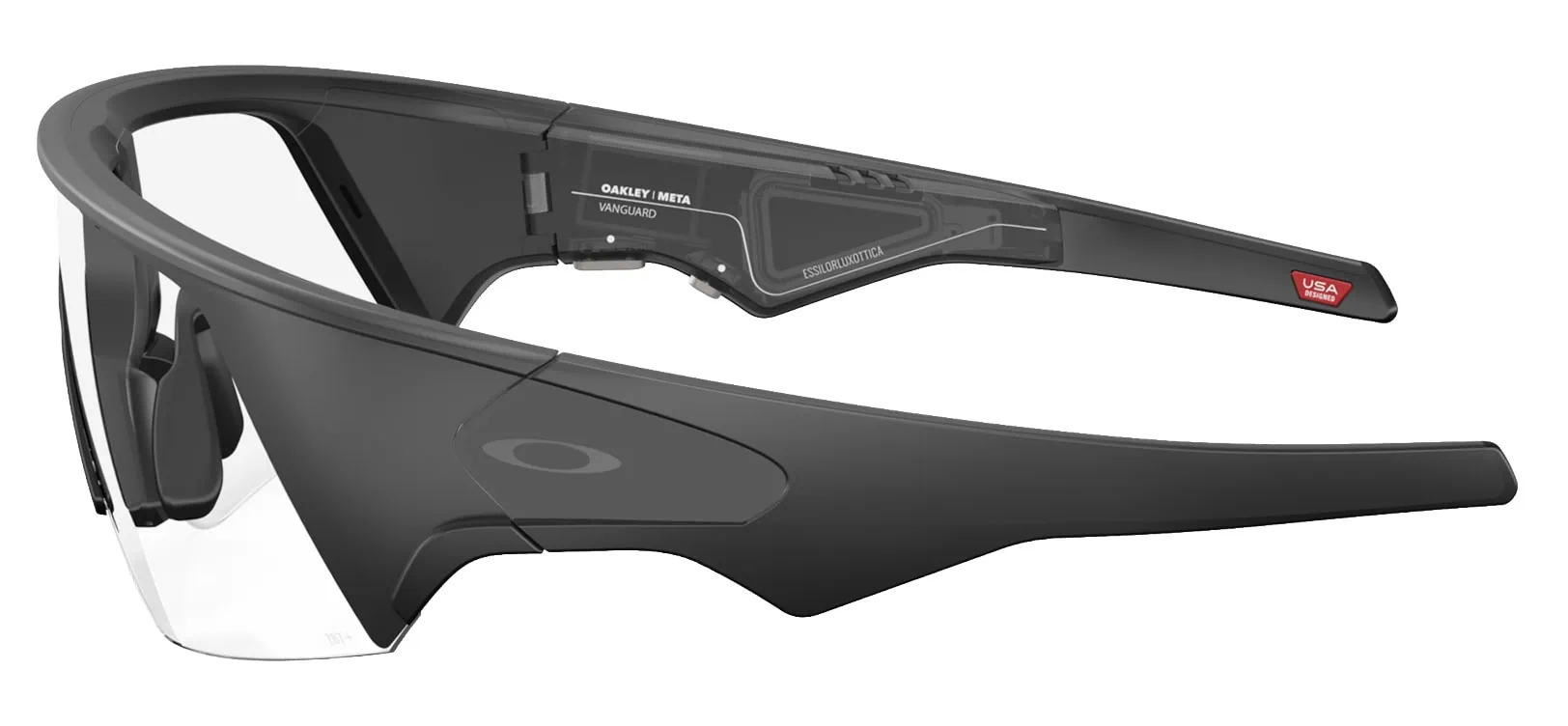 Oakley Meta Vanguard Safety, Black, Clear Lens. Side-left.