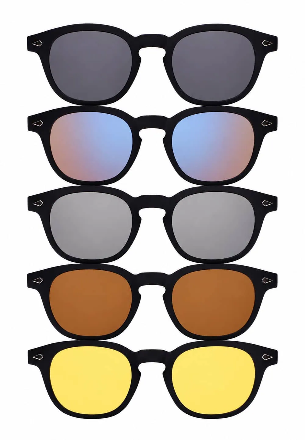 Vistanza Sun 5FM53, 5 Lens Kit, Matte Black. Clip on Colors.