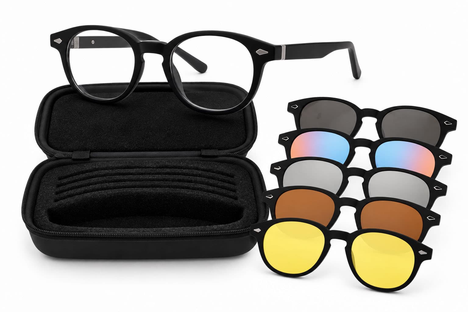 Vistanza Sun 5FM53, 5 Lens Kit, Matte Black. Sunglasses Kit.
