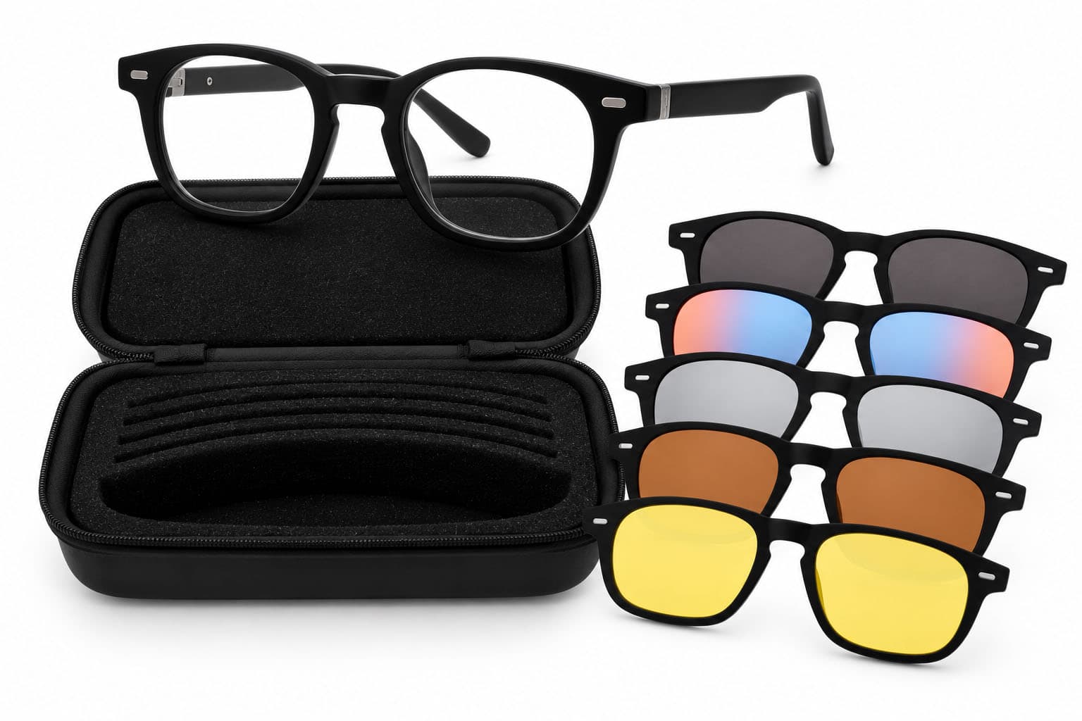 Vistanza Sun 5FM55, 5 Lens Kit, Matte Black. Sunglasses kit.