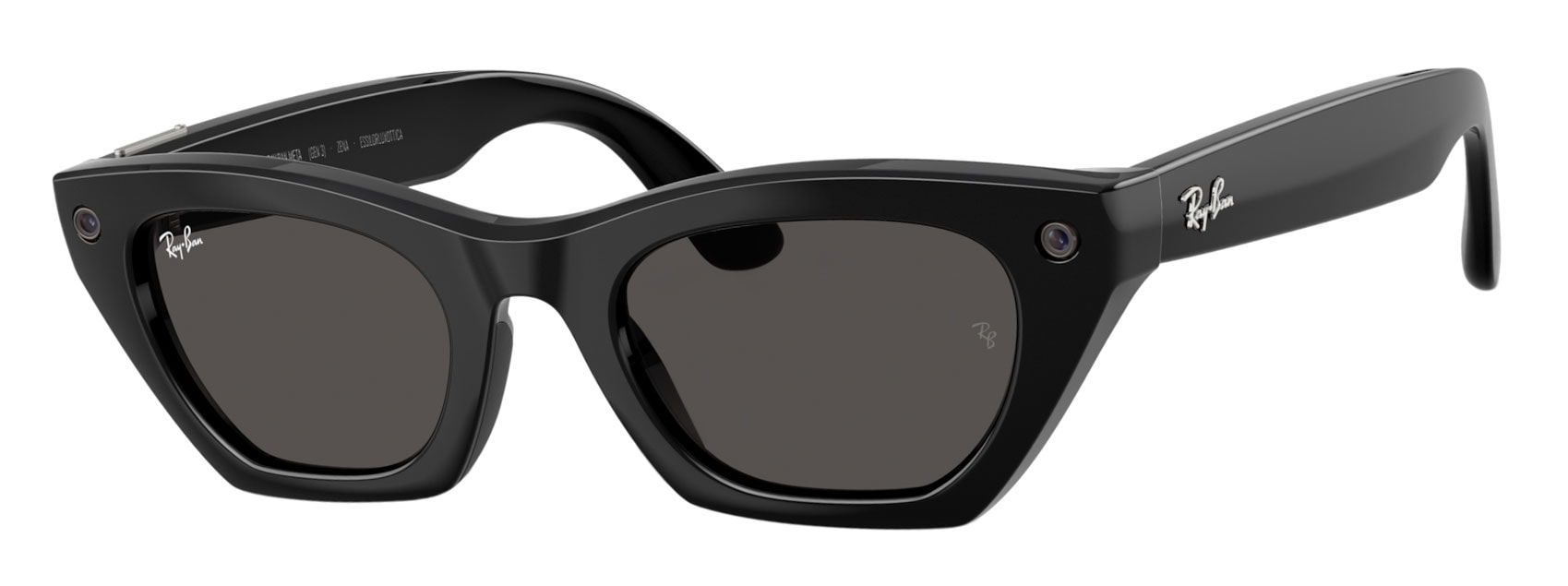 Ray Ban Meta Gen3 Zena, Shiny Black, Grey. Angle-left.