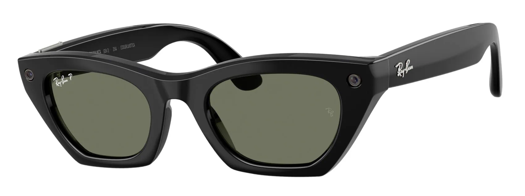 Ray Ban Meta Gen3 Zena, Shiny Black, G15 Green Polar. Angle-left.