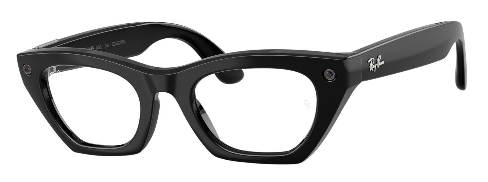 Ray Ban Meta Gen3 Zena, Shiny Black, Clear Blue Blocker. Angle-left.