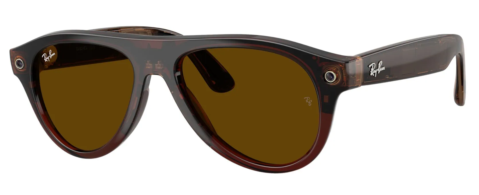 Ray Ban Meta Gen3 Aviator, Trspnt Umber, TransS Jade. Angle-left.
