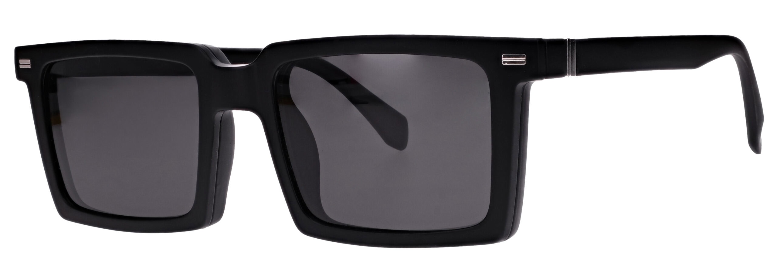 Vistanza Sun TR-5FM63, 5 Lens Kit, Matte Black. Angle-left with clip on.